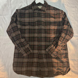L.L. Bean Chamois Cloth Plaid Shirt Mens Medium Brown 90s/2000s